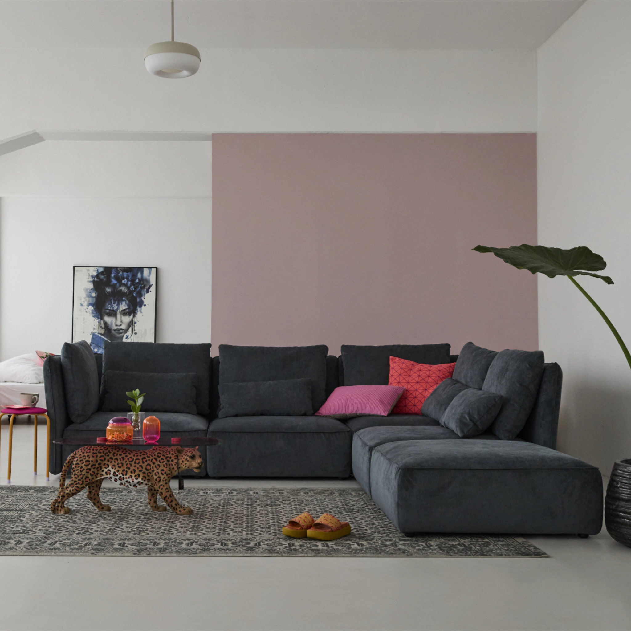 XL Sofa Nica in Bezug Feincord Farbe Anthrazit