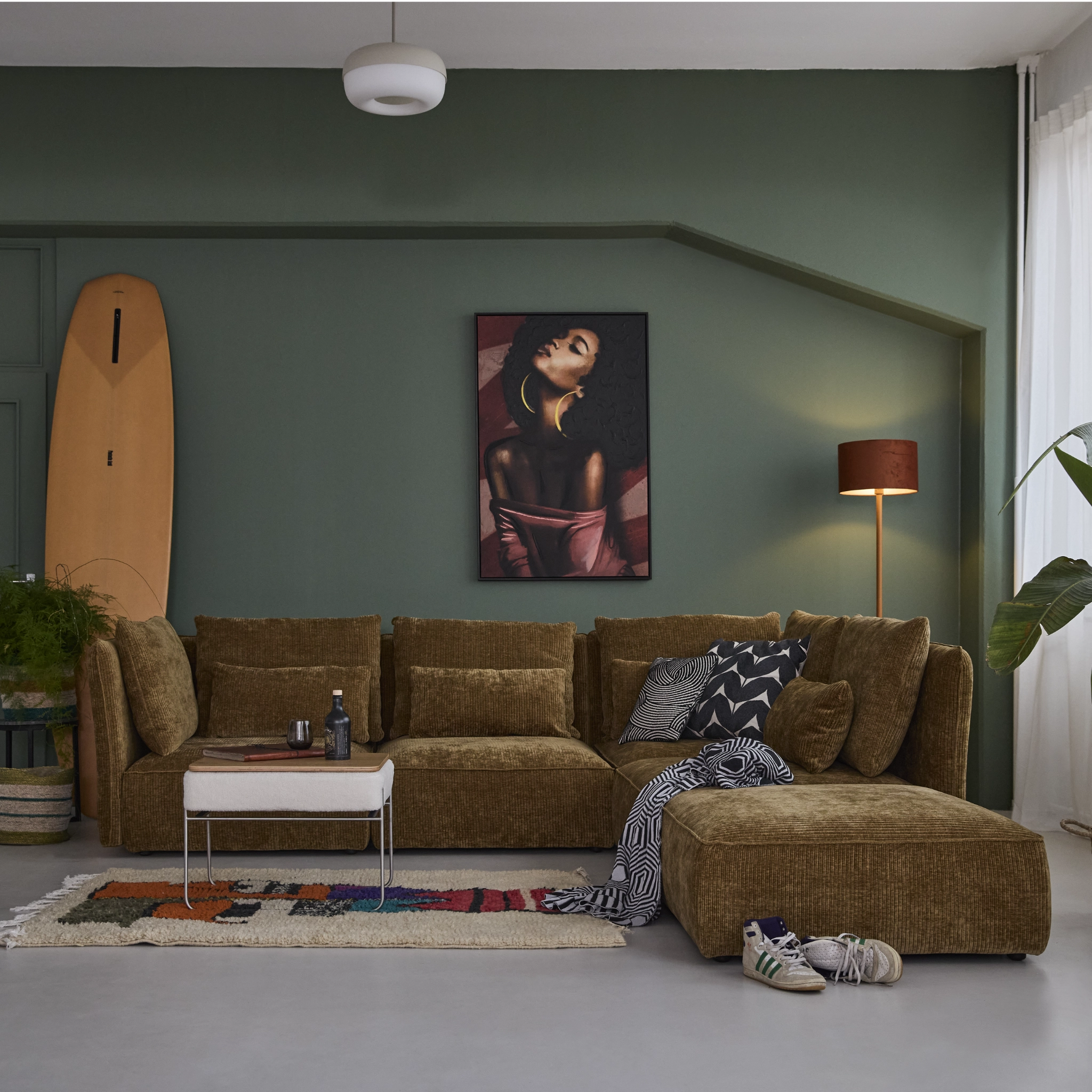 Nica Sofa Loungetime XL im Trendstoff Breitcord Goldbraun